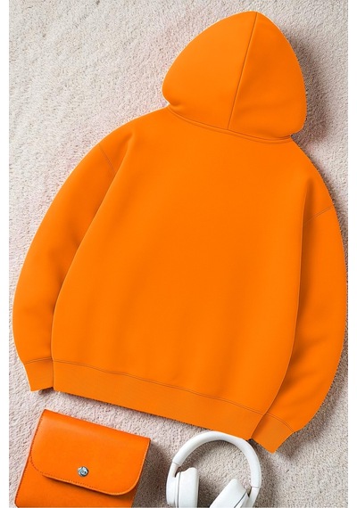 Uyguntarz New York Baskılı Oversize Sweatshirt Turuncu