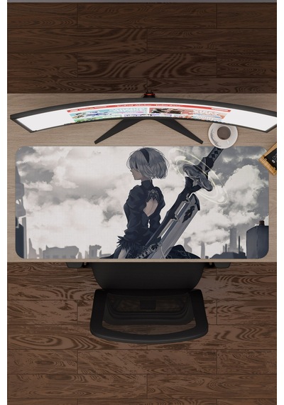 Nier: Automata Kaymaz Dikişli Kauçuk Oyuncu Mousepad V1 - 90x40 Xxl Gaming Mouse Pad Fare Altlığı