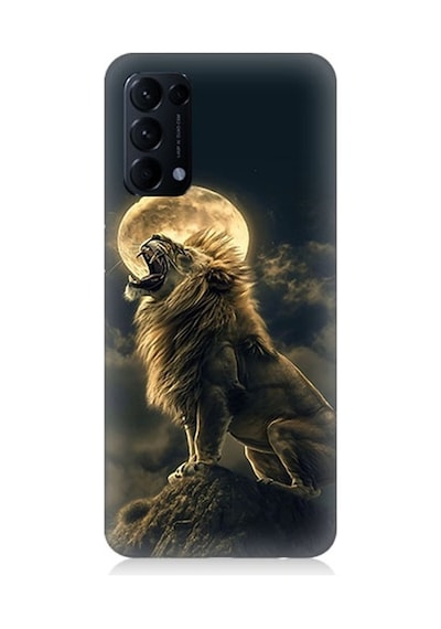 Oppo Reno 5 Uyumlu Kükreyen Aslan Desenli Silikon Kılıf