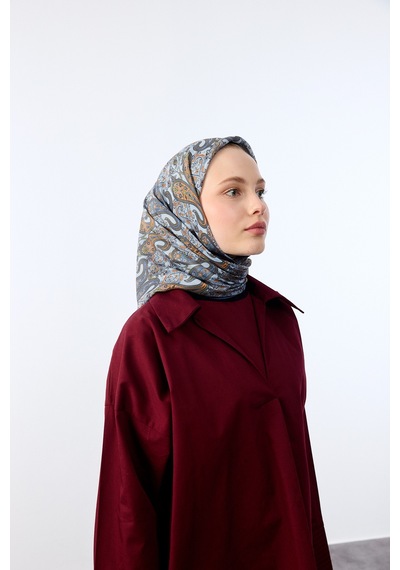 Mirsoy Scarf Rana Etnik Desen Eşarp Mavi