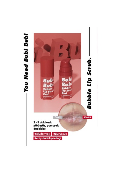 Unpa Ölü Derileri Arındıran Köpüren Dudak Peelingi UNPA Bubi Bubi Lip Scrub Red