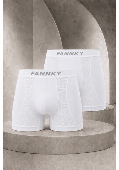 Fit Women Erkek Casual Comfort Günlük 2 Li Beyaz Boxer