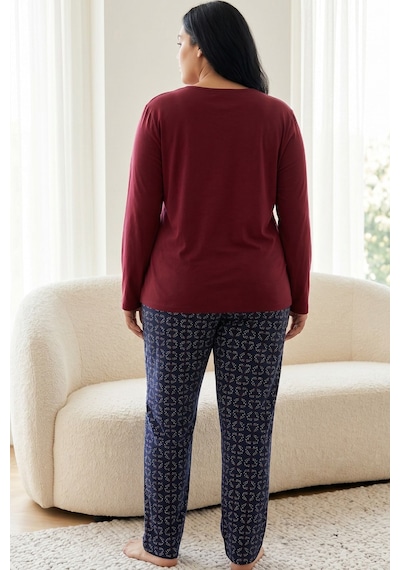 Siyah İnci Pamuklu Likralı Büyük Beden Battal Boy Örme Pijama Takım 26240891 Bordo Siyah İnci Pamuklu Likralı Büyük Beden Battal Boy Örme Pijama Takım 26240891 Bordo