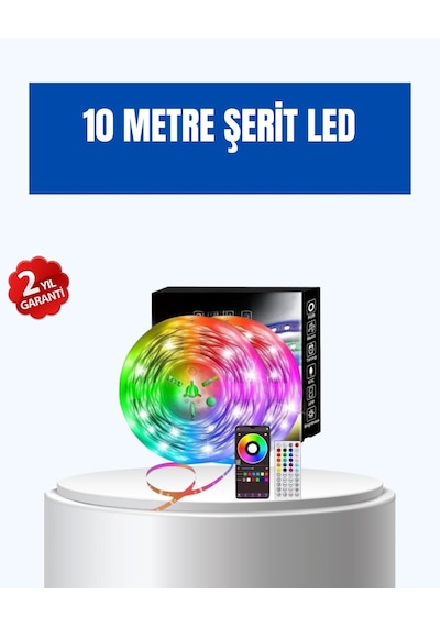 Hubrendy Tekno Sese Duyarlı 10m Smart Şerit Led Ios Android Kontrollü Rgb Işık