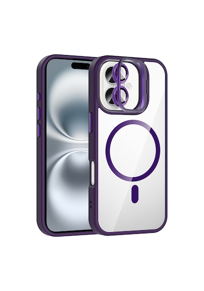 Apple Uyumlu iPhone 17 Kılıf Standlı Ve Kamera Lens li M-safe Şarj Özellikli Kapak Etro Lacivert