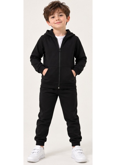 İrem Kız Çocuk /erkek Çocuk Fermuar Kapamalı Kapüşonlu Kanguru Cepli Düz Siyah Renk Eşofman Takımı Okul Eşofman Takımı İrem Kız Çocuk /erkek Çocuk Fermuar Kapamalı Kapüşonlu Kanguru Cepli Düz Siyah Renk Eşofman Takımı Okul Eşofman Takımı