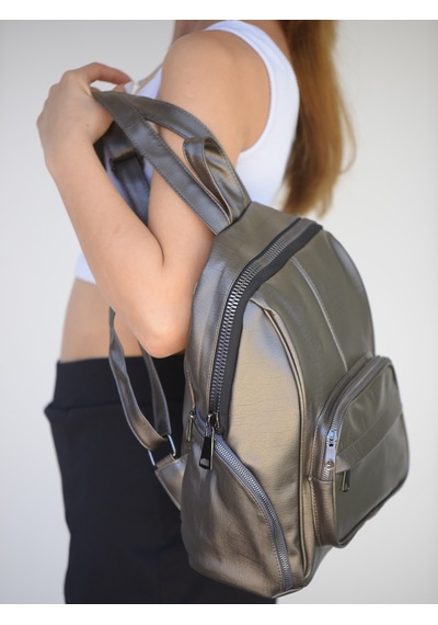 Jara Bag Frida Kadın Sırt Çantası Şık, Yumuşak Dokulu Ve 5 Bölmeli Gümüş