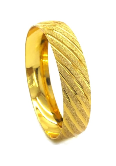 Altın Kaplama Yan Çizgili Simli 1.5 Cm Bilezik Blz-3070 Altın