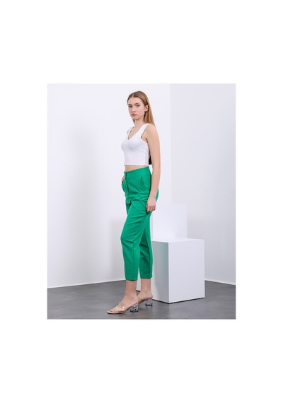 Winmoda34 Kadın Pensli Havuç Kumaş Pantolon Yeşil