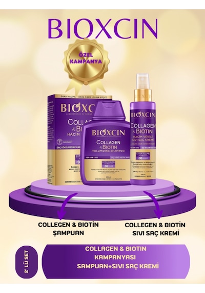 Collagen & Biotin Hacim Şampuanı 300 Ml + Sıvı Saç Kremi 150 Ml 2'li Set