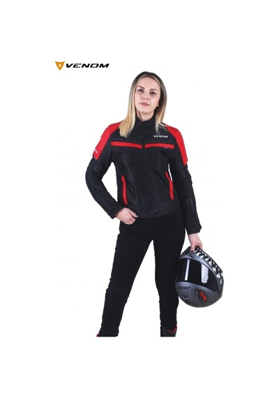 Venom Ceket Dynamıc Pro Kadın Kırmızı Motosiklet Ceket