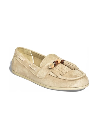Fox Shoes Y602347002 Bej Süet Püsküllü Kadın Günlük Ayakkabı Bej