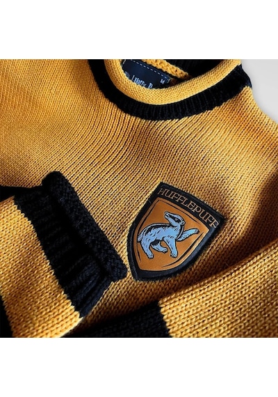 Harry Potter Hufflepuff Quidditch Kazak Lisanslı Sarı Siyah Örme Sweatshirt Unisex - Xs Beden