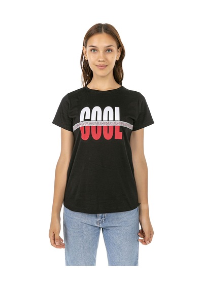 Kadın Penye Baskılı 4'lü Paket T-shirt Çok Renkli