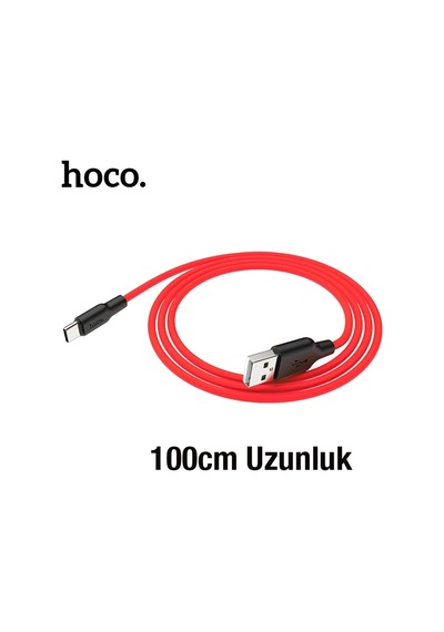 Hoco X21 Plus Usb To Type-c 3a Silikon Hızlı Şarj Ve Data Kablosu- 5775 Siyah-kırmızı