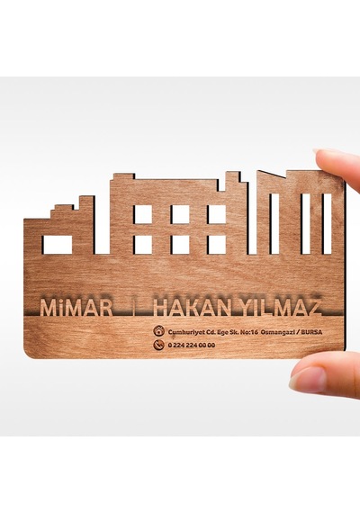 Kişiye Özel Mesleki Mimar Ahşap Kartvizit (Model 1-2) 50 Adet
