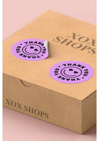 Lila Smiley Thank You Sticker 3x3cm St2330 Çok Renkli
