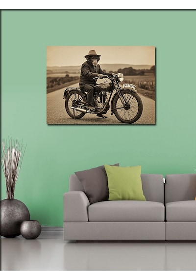 Kanvas Tablo Eski Zamanlardan Motosikletçi