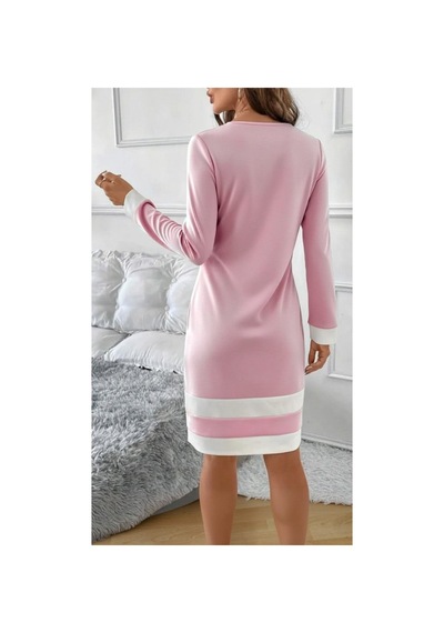 Butik İstanbul Kadın Uzun Kollu Yuvarlak Yaka Etek Ucu Şerit Detaylı Mini Dalgıç Elbise Pembe Butik İstanbul Kadın Uzun Kollu Yuvarlak Yaka Etek Ucu Şerit Detaylı Mini Dalgıç Elbise Pembe