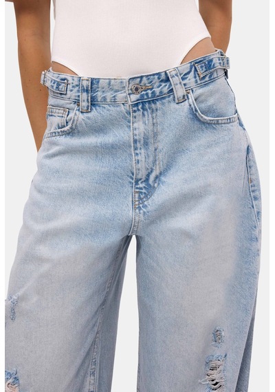 Kadın Ice Lotus 12s6-3 Süper Baggy Fit Denim Jean Ice Kot