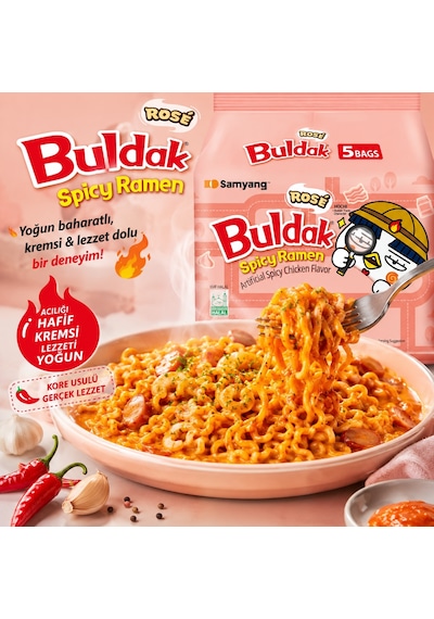 Samyang Buldak Rose Hot Chicken Flavor Ramen 5li Paket