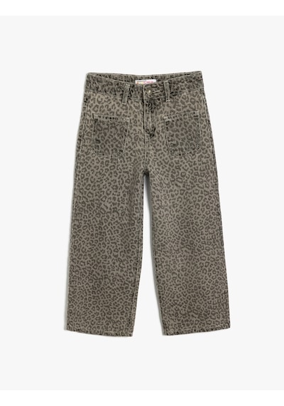 Koton Kot Pantolon Bol Paça Beli Lastikli Pamuklu - Wide Leg Jean Gri Desenli 5wkg40083ad Gri Koton Kot Pantolon Bol Paça Beli Lastikli Pamuklu - Wide Leg Jean Gri Desenli 5wkg40083ad Gri