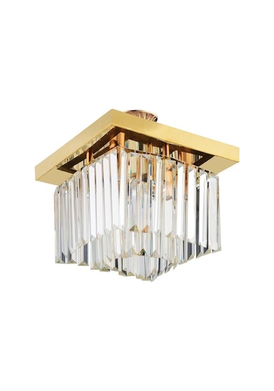 İstanbul Avize Yasemin 30 Cm Kare Gold Kristal Taşlı Avize Altın