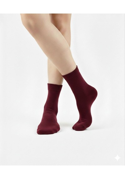 Ozzy Socks Kadın 4 Çift Bambu Lastiksiz Sıkmayan Diabetik Bilek Çorap Bordo