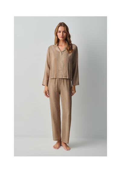 Suwen Wild Gömlek Yaka Pijama Takımı Wsh105101531464 Bambi Desenli