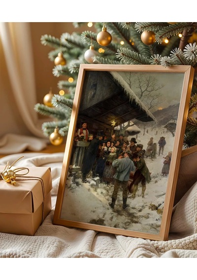 Çerçevesiz Poster Köyde Noel Kutlaması