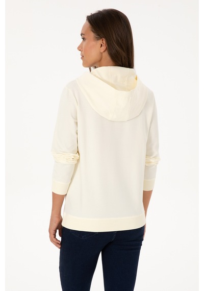 U.S. Polo Assn. Kadın Krem Kapüşonlu Sweatshırt 50313559-VR256