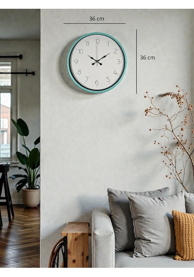 36 Cm Turkuaz Standart Duvar Saati Açık