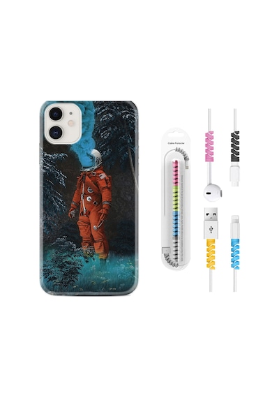 Apple Uyumlu iPhone 13 Mini Kılıf Kablo Koruyuculu Astronot Smoke 1769