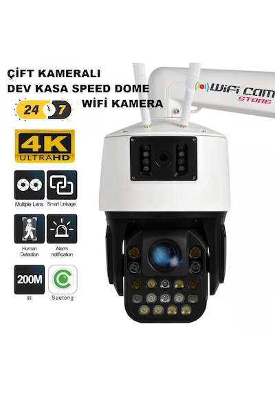 Çift Kameralı 42x Optik Zoom Dev Metal Kasa Wıfı Kamera