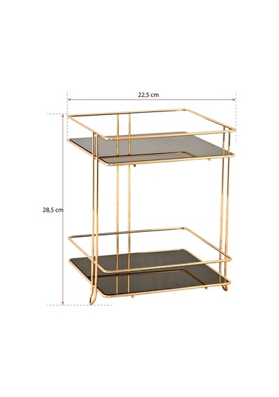 Morponi İki Katlı Kare Banyo Kozmetik Takı Düzenleyici Çok Amaçlı Organizer Gold Gold