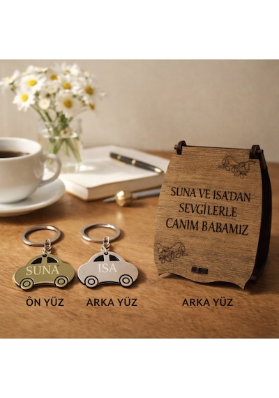 Canım Babam Çelik Araba Model Anahtarlık Kişiye Özel İki Taraflı İsim Yazilabilen No 30014