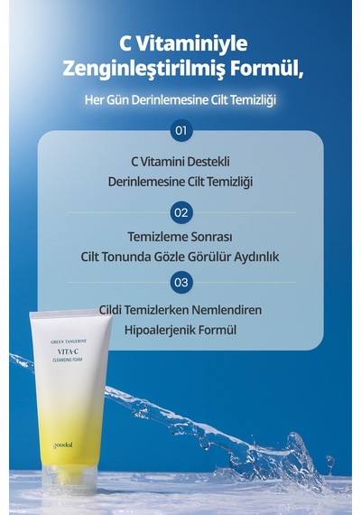 Cilde Aydınlık Görünüm Sunan Temizleme Köpüğü Goodal Green Tangerine Vita C Cleansing Foam