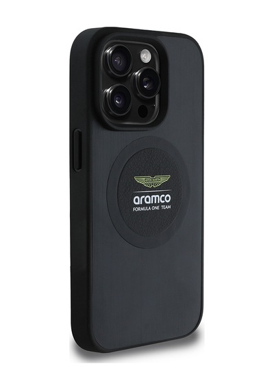 Apple Uyumlu iPhone 15 Pro Max Kılıf Aston Martin Lisanslı Magsafe Formula One Team Baskılı Kapak Siyah Siyah
