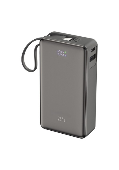 10.000 Mah 22.5w Hızlı Şarj 1xusb 1xtype-c Çıkış Powerbank Type-c Kablolu Led Göstergeli Güç Bankası Gri