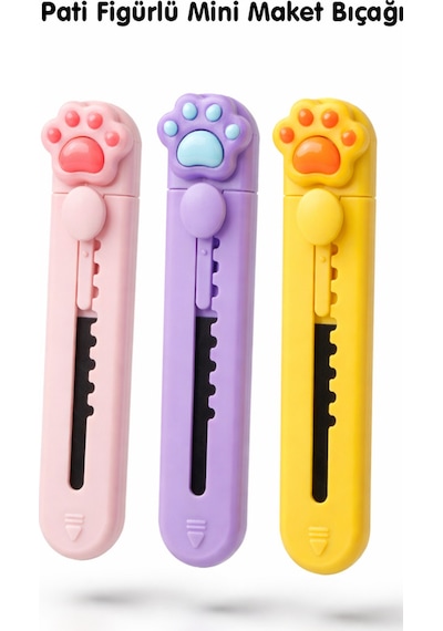 Taşınabilir Pratik Mini Patiler Maket Bıçağı - Sevimli Trend Falçata 1 Adet
