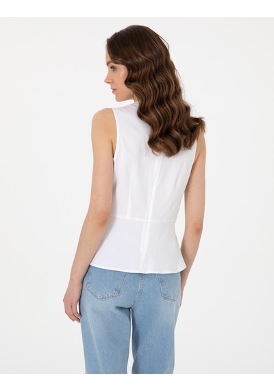 Pierre Cardin Kadın Beyaz Kısa Kollu Bluz 50301144-vr013 Beyaz