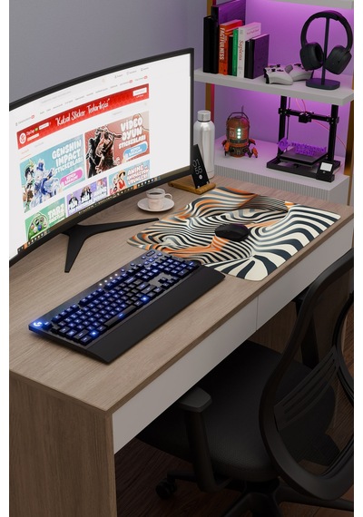 Realistik Çizgi Kaymaz Dikişli Kauçuk Oyuncu Mousepad V3 - 48x40 Xl Gaming Mouse Pad Fare Altlığı