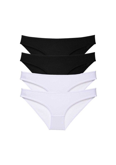 4 Adet Eko Set Likralı Kadın Slip Külot Siyah Beyaz Standart