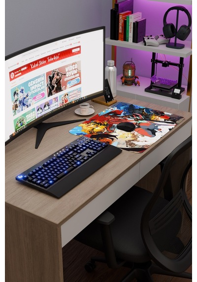 Gurren Lagann Kaymaz Dikişli Kauçuk Oyuncu Mousepad V5 - 48x40 Xl Gaming Mouse Pad Fare Altlığı