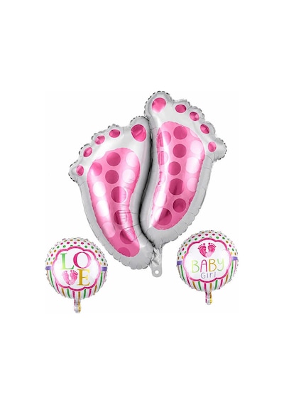 Baby Ayak İzi Pembe Folyo Balon Set