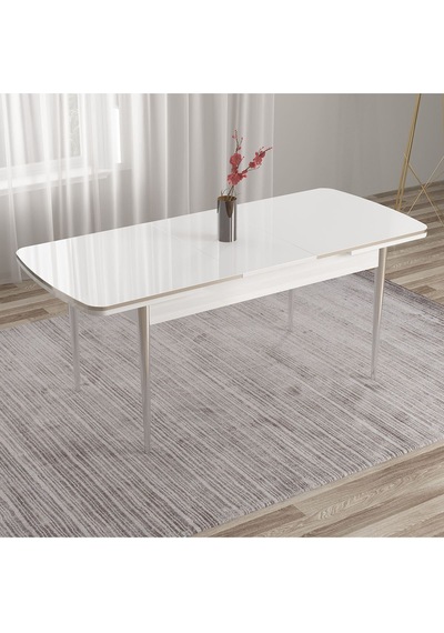 Canisa Tia Serisi 80x132 Açılabilir Mdf Beyaz Gold Detay Mutfak Masa Takımı Ve 6 Lacivert Sandalye Masa Beyaz Sandalye Lacivert Canisa Tia Serisi 80x132 Açılabilir Mdf Beyaz Gold Detay Mutfak Masa Takımı Ve 6 Lacivert Sandalye Masa Beyaz Sandalye Lacivert
