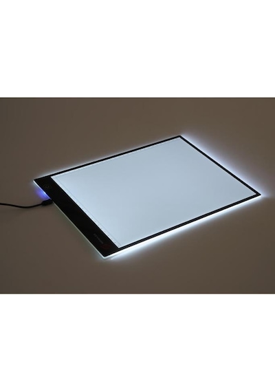 Led Işıklı Siyah Çerçeveli A4 Çizim Kopyalama 3 Seviyeli Ayarlanabilir Portre Çizim Tableti Beyaz - Siyah