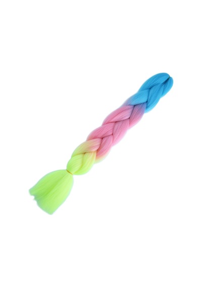 Afrika Örgülük Ombreli Sentetik Saç 100 Gr. - Açık Mavi / Pembe / Neon Sarı