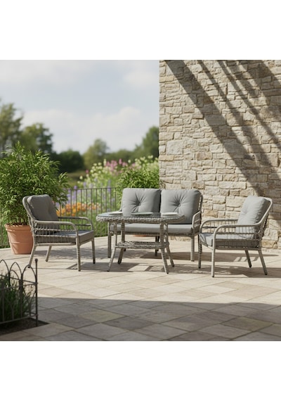 Capri Swing Pisa İkili Rattan Bahçe Balkon Oturma Grubu Gri 750