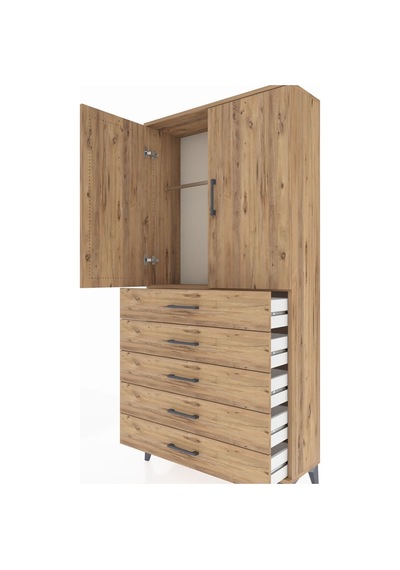 Arges Dolap Tek Raflı 5 Çekmeceli Tek Askılı 88x30x182 Çam-çam Atlas Çam Arges Dolap Tek Raflı 5 Çekmeceli Tek Askılı 88x30x182 Çam-çam Atlas Çam
